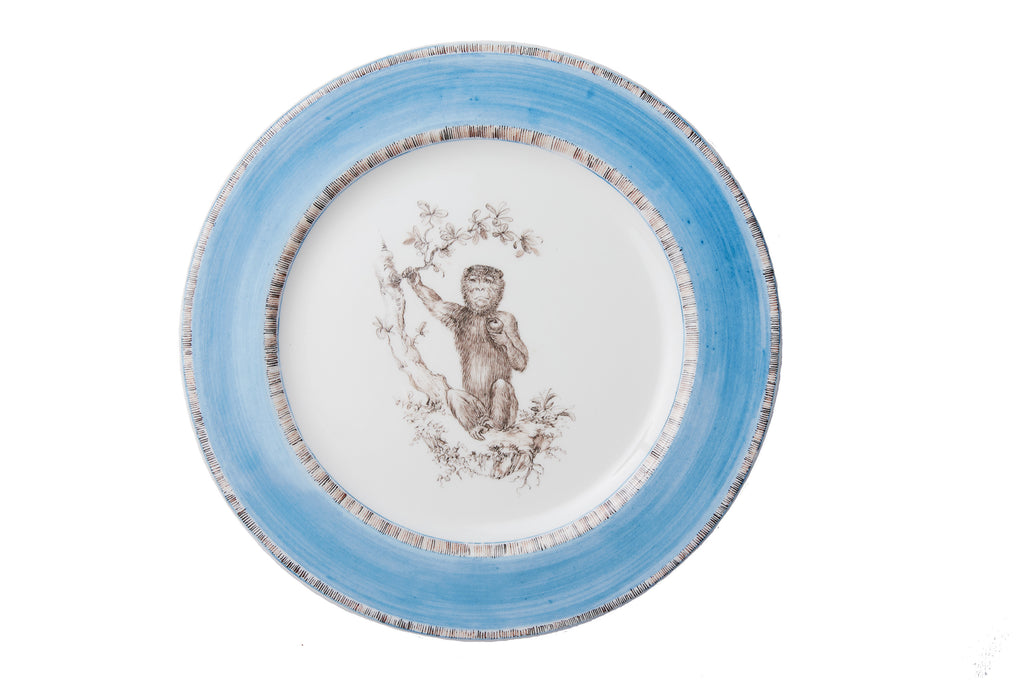 Blue Monkey Dinner Plates, Set of 6
