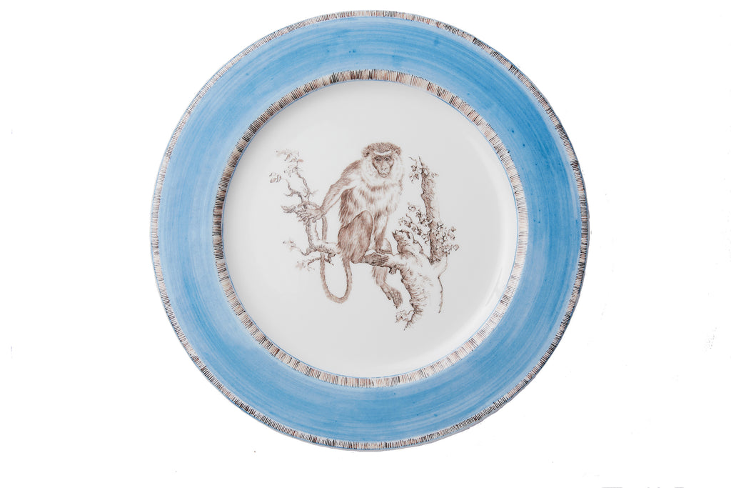 Blue Monkey Dinner Plates, Set of 6