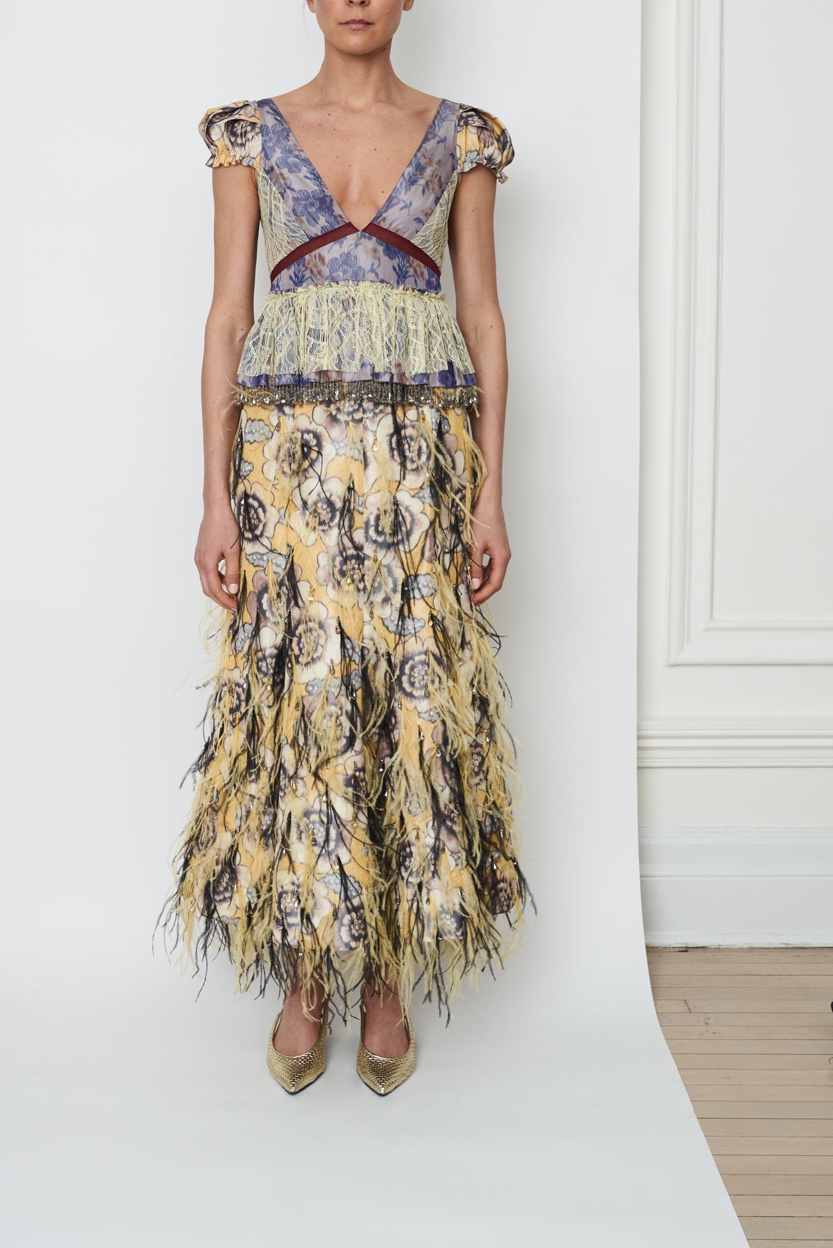 Balfour Skirt in Yellow Lotus Feather