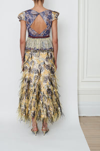 Balfour Skirt in Yellow Lotus Feather