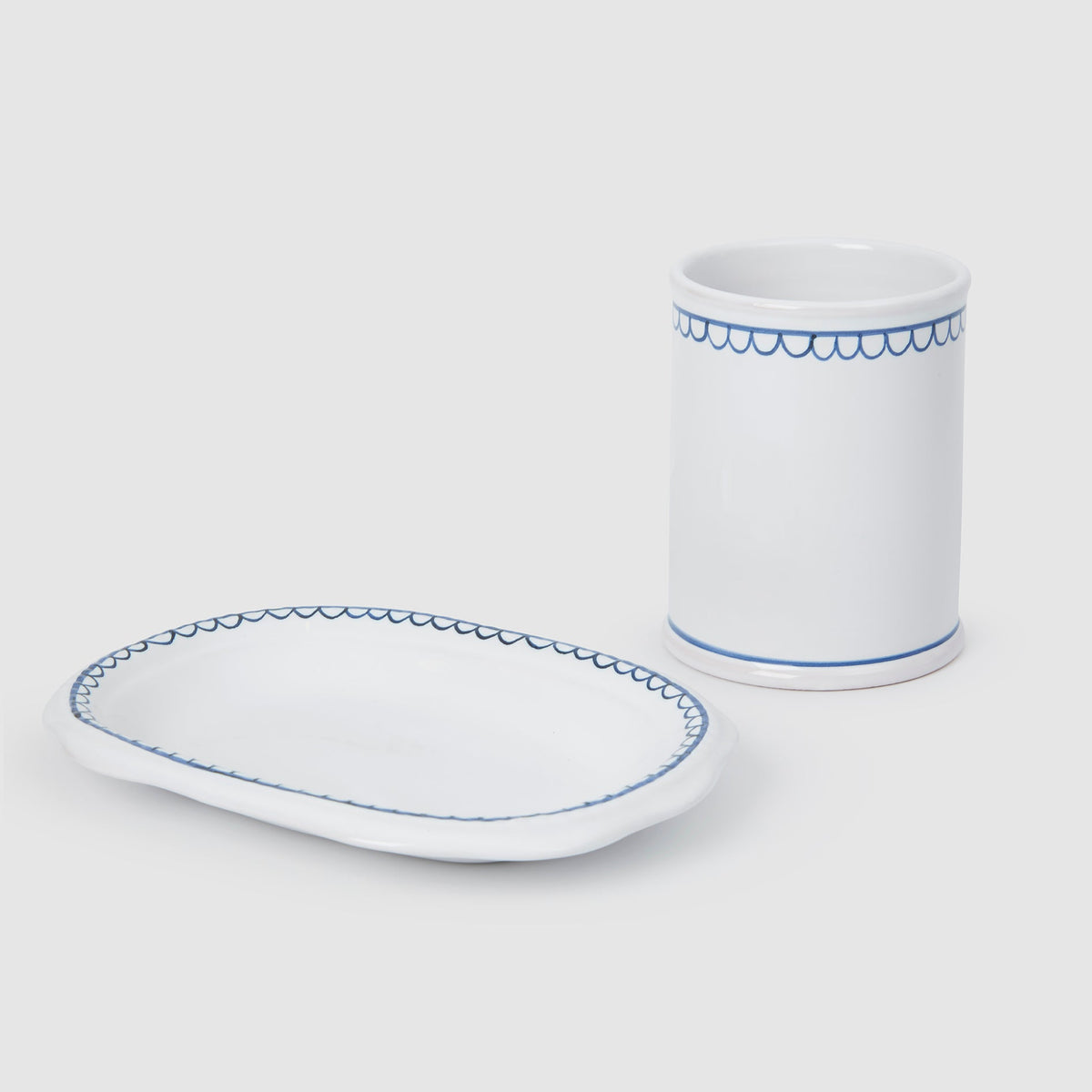 Bouclette Oval Perle Petite Plate, Blue