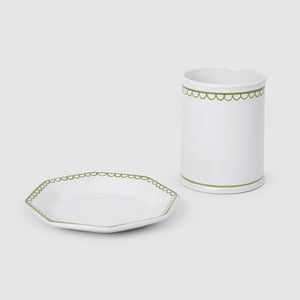 Bouclette Octagonal Petite Plate and Tumbler, Green