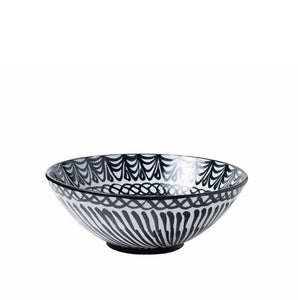 Casa Blanca & Negra Large Bowl with Hand-painted Designs