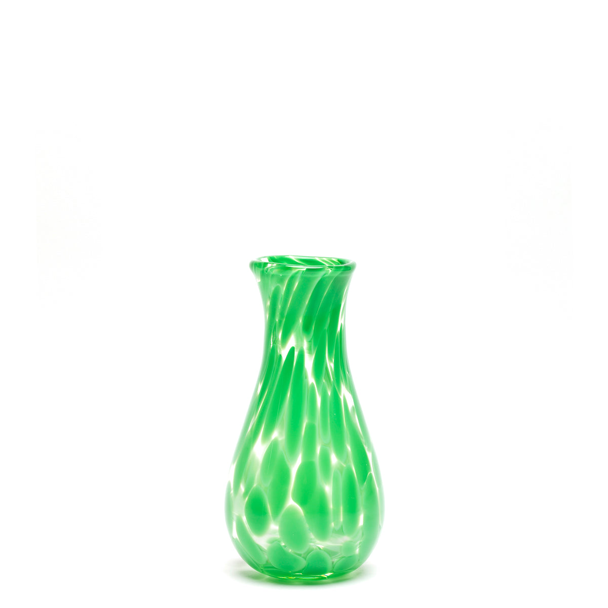 Emerald Green Transparent Spotted Bud Vase