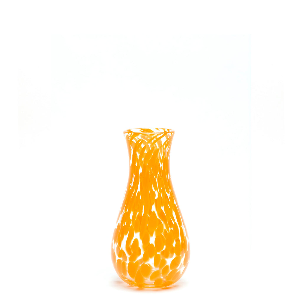 Orange Transparent Spotted Bud Vase