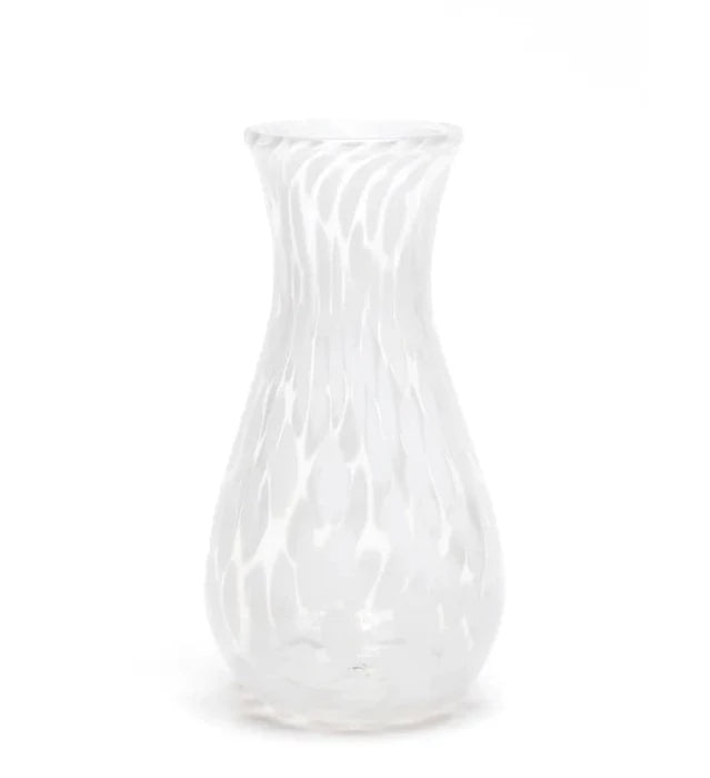 White Transparent Spotted Bud Vase