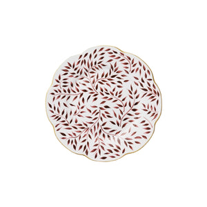 Spring Leaves Dinner Plate in Burgundy and Gold