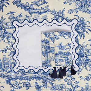 Luna Blue Marni Embroidered Blue Placemats, Set of 4