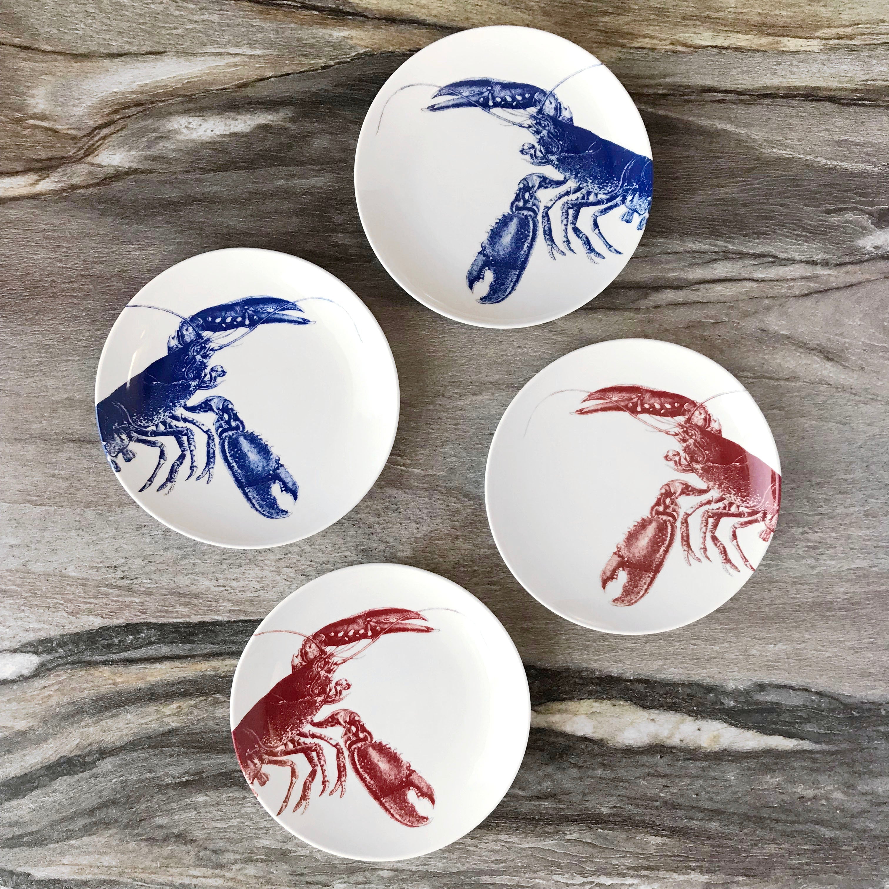 Blue Lobster Canapé Plates- Boxed Set/4 - Caskata