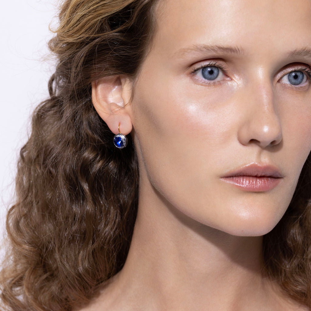 Catherine Button Earrings in Indigo