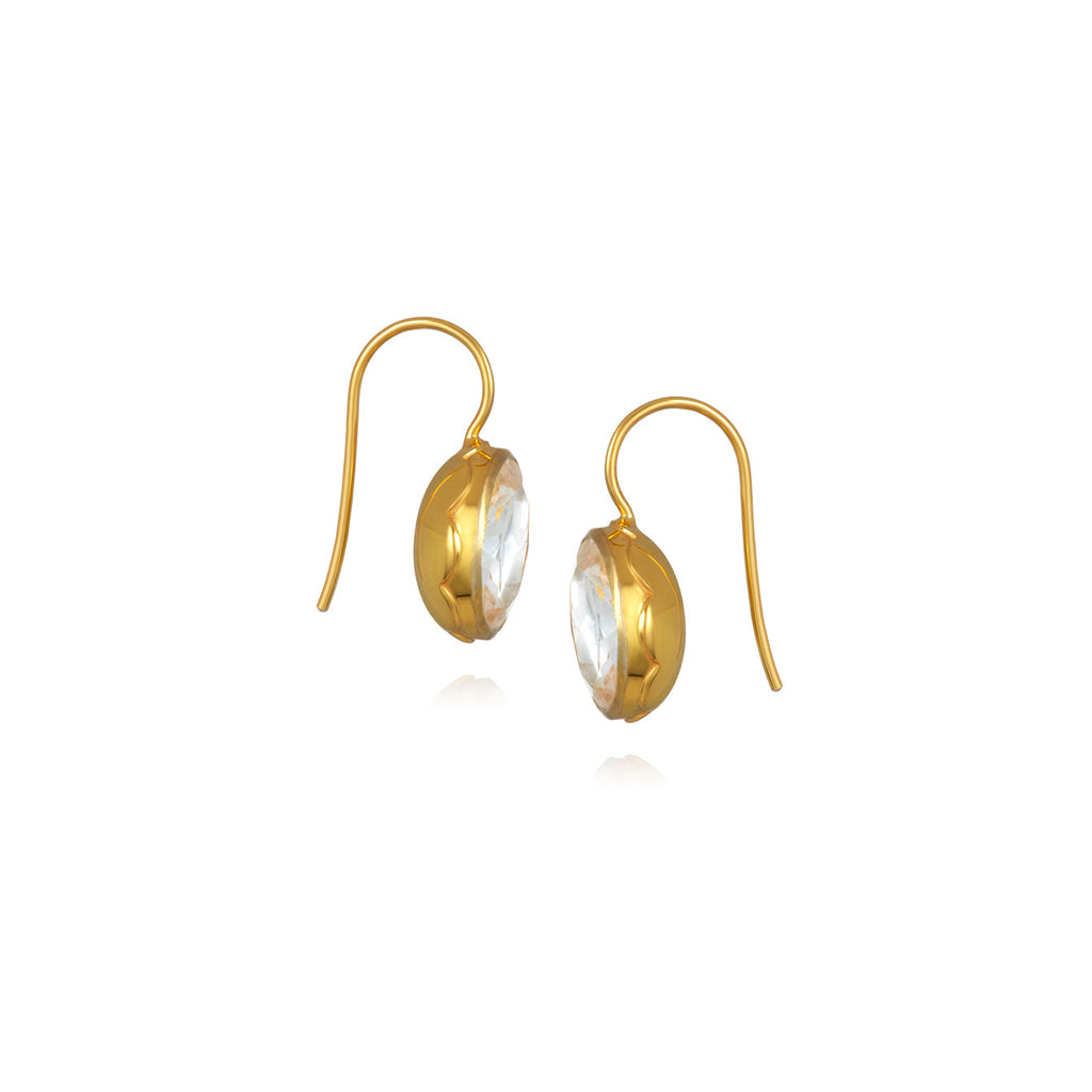 Catherine Button Earrings in White