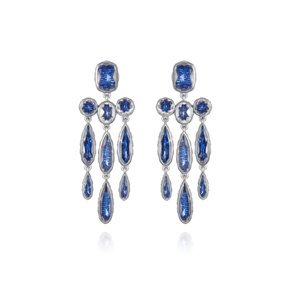 L&H Bride Long Girandole Earrings in Midnight Blue