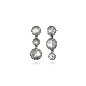 Catherine Round 3-Drop Earrings in White