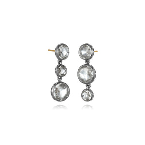 Catherine Round 3-Drop Earrings in White