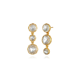 Catherine Round 3-Drop Earrings in White