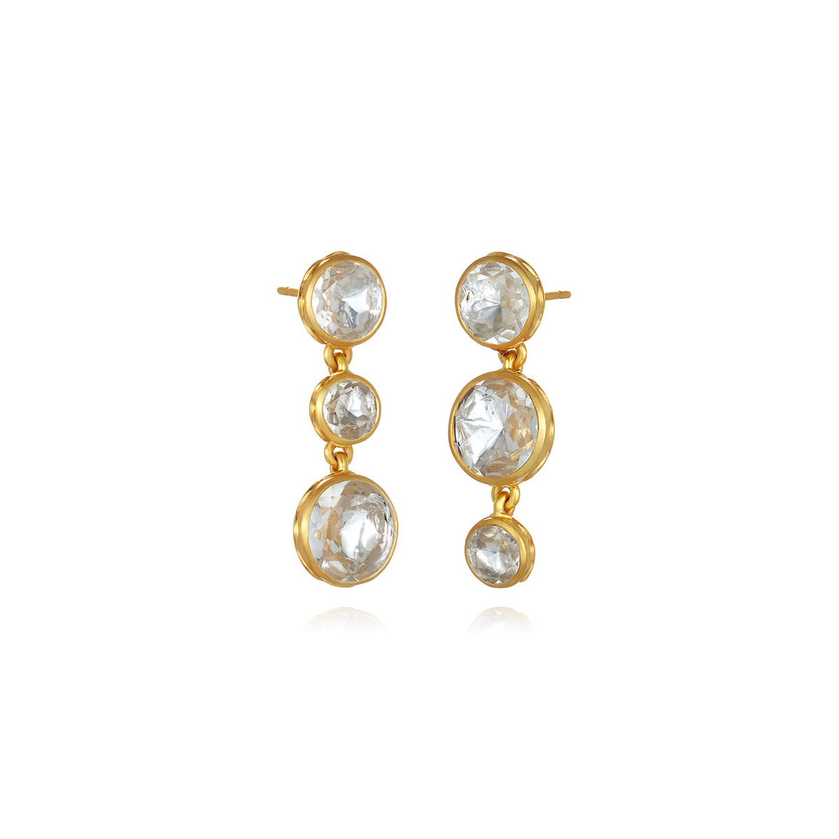 Catherine Round 3-Drop Earrings in White