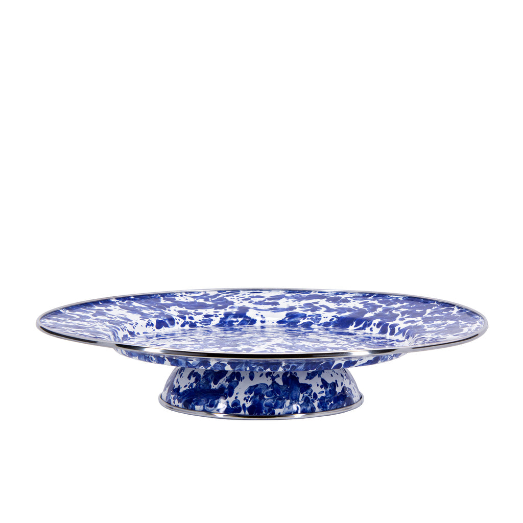 Cobalt Swirl Cake Plate
