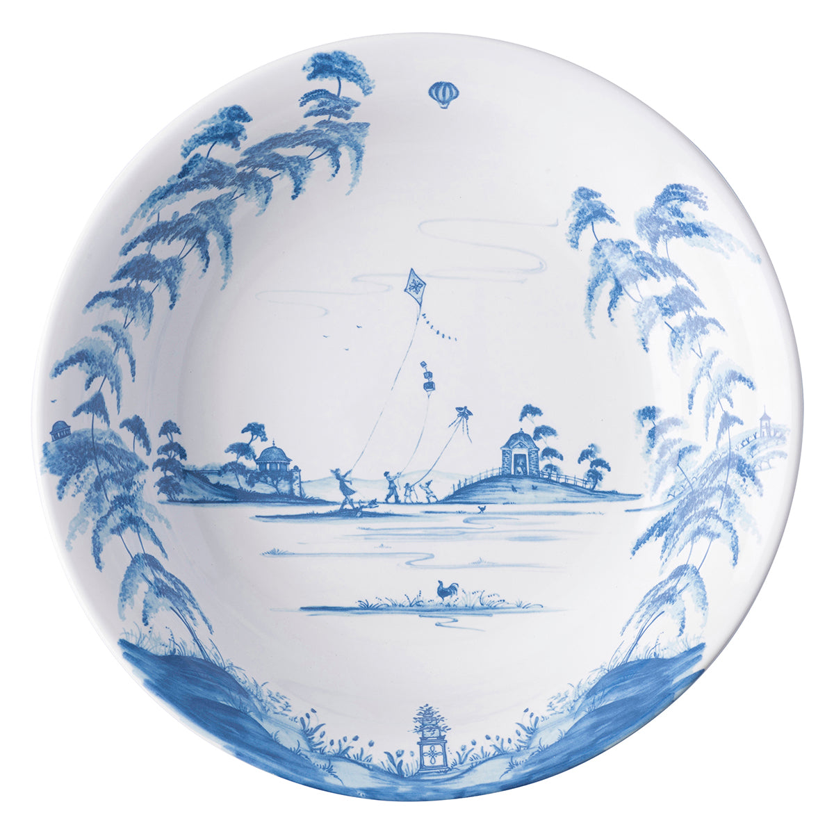 Country Estate Delft Blue 13" Serving Bowl Kite Fliers