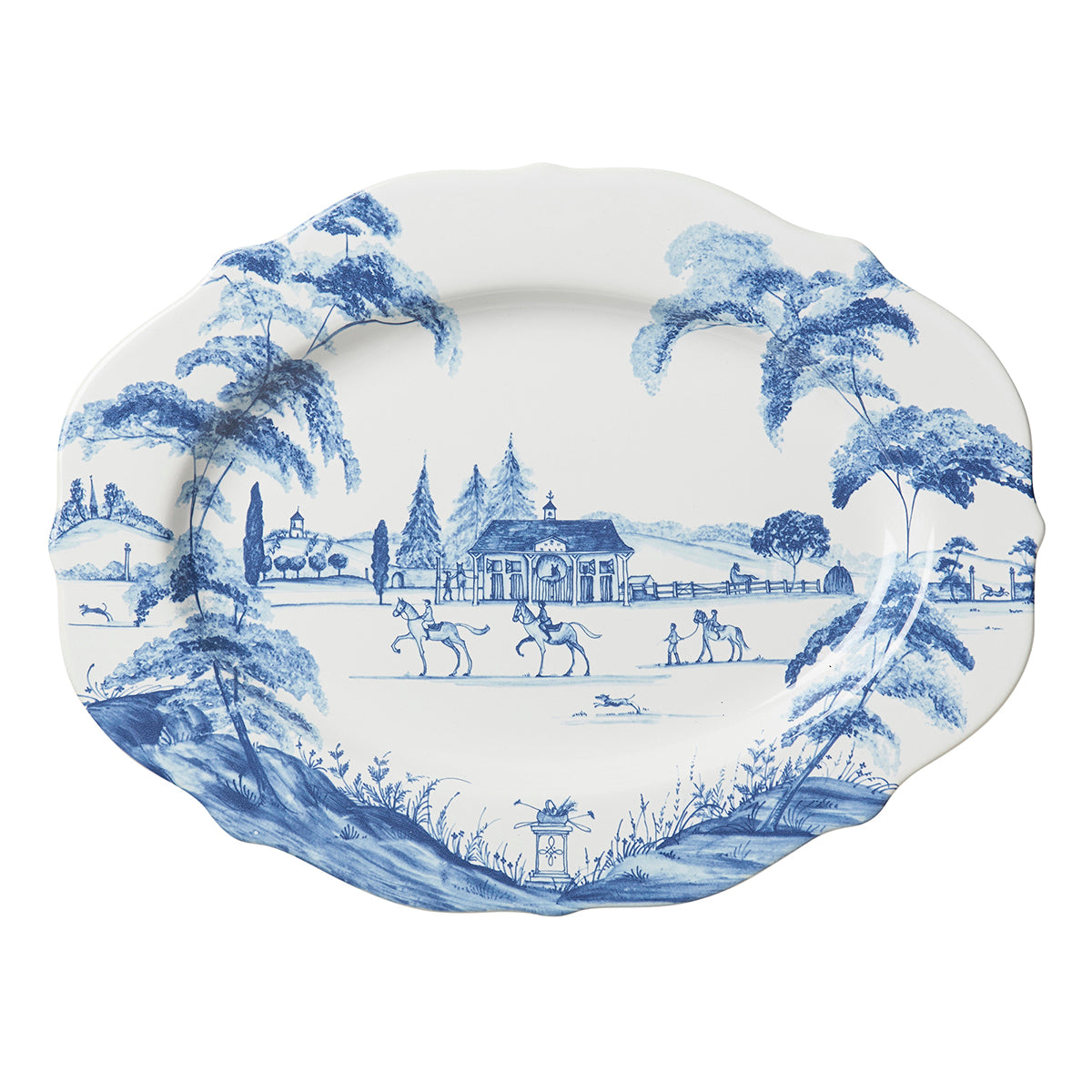 Country Estate Delft Blue 15" Serving Platter Stable