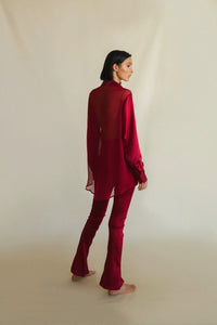 Torre Tube Silk Pants in Vino