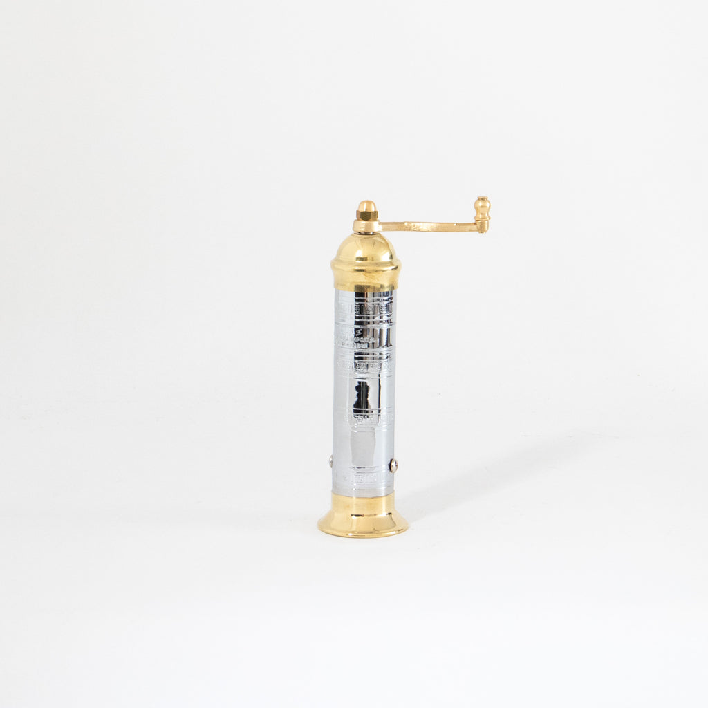 CHROME & BRASS PEPPER MILL - 7"