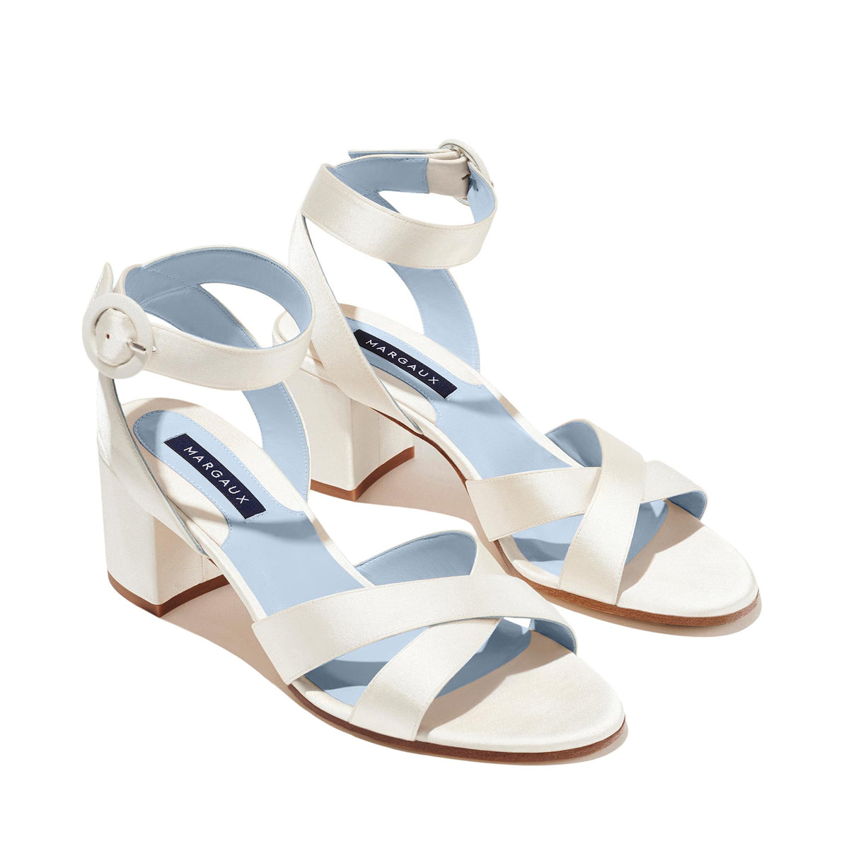 The City Sandal in Ivory Satin