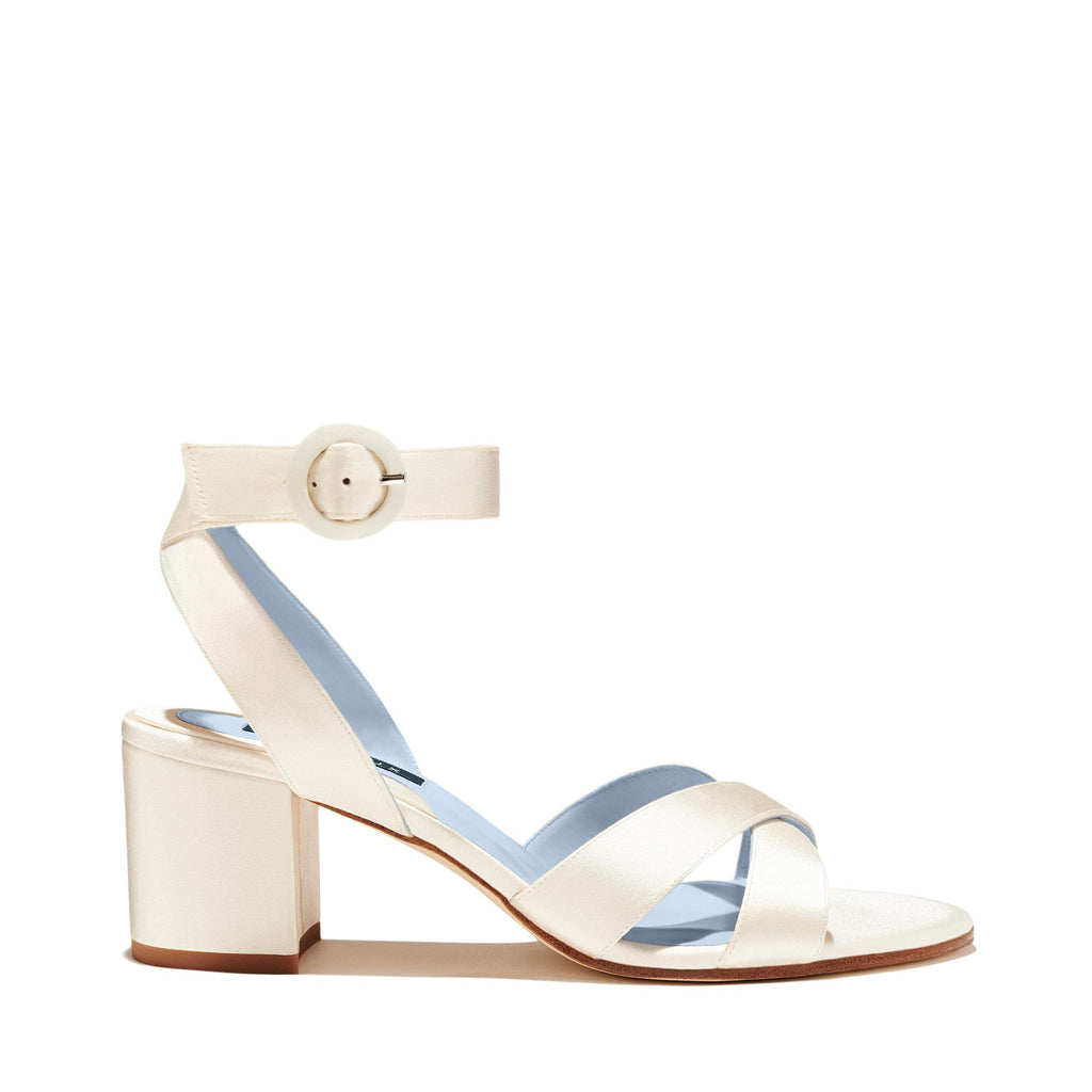The City Sandal in Ivory Satin | Over The Moon
