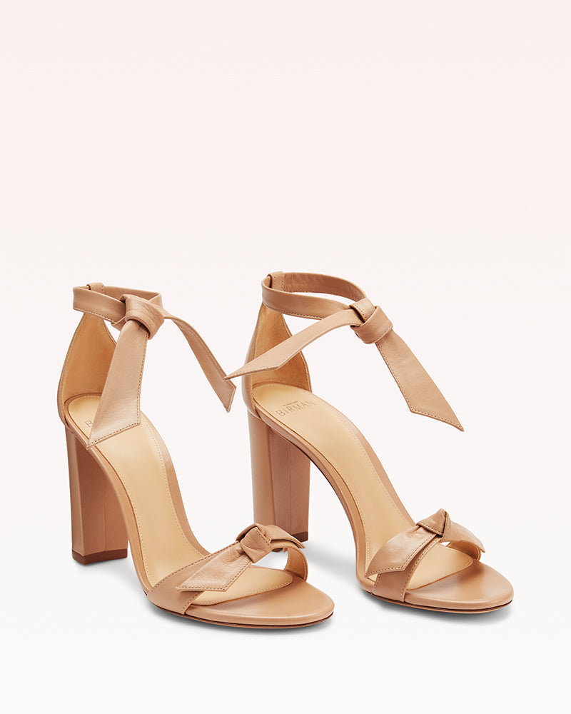 Clarita Block 90 in Beige Leather