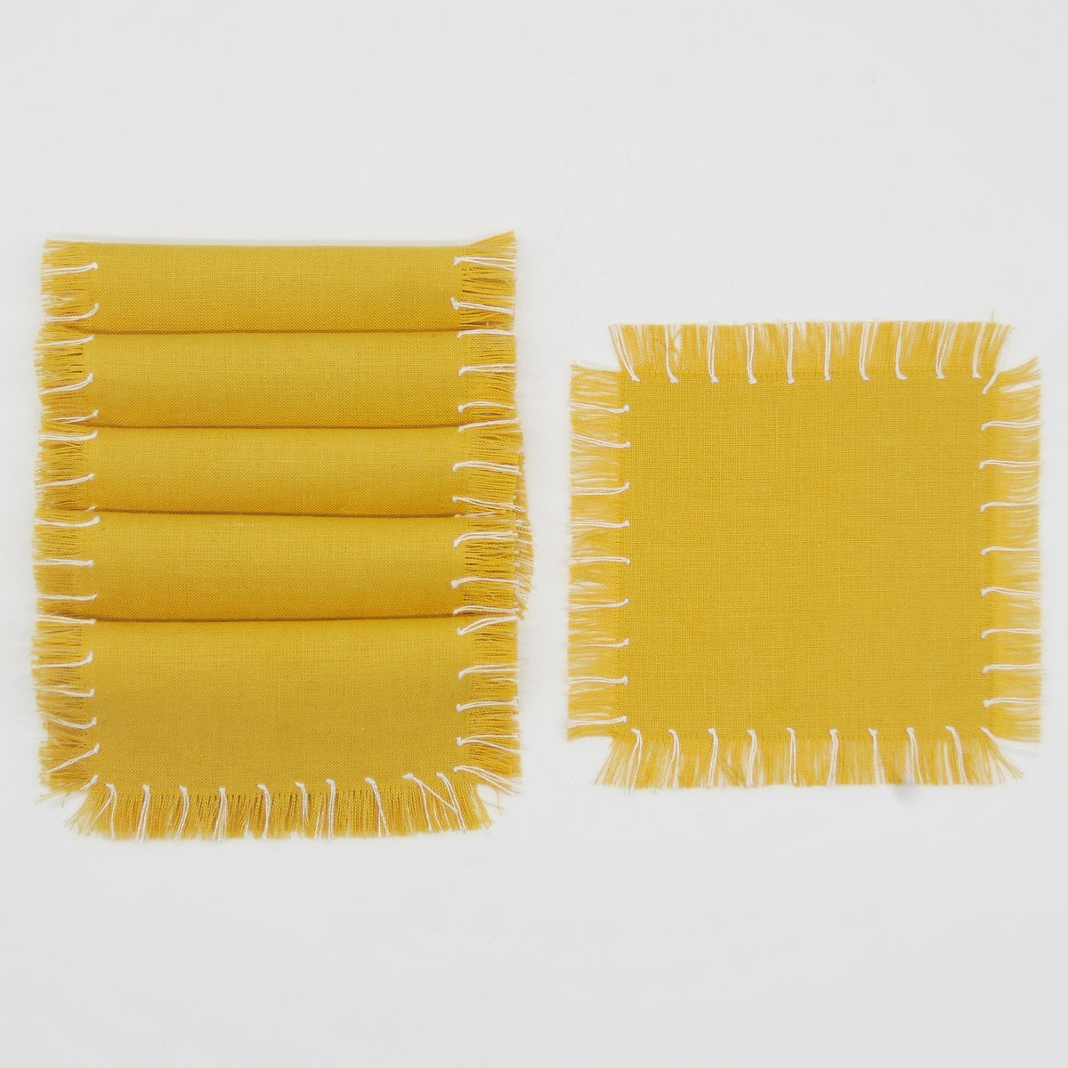 Hand Knotted Fringe Cocktail Napkin, Set of 6