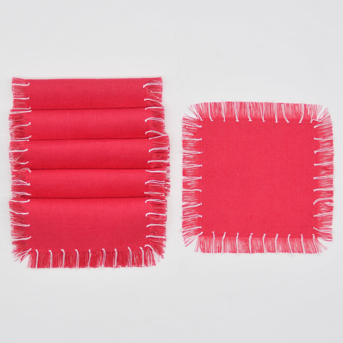 Hand Knotted Fringe Cocktail Napkin, Set of 6