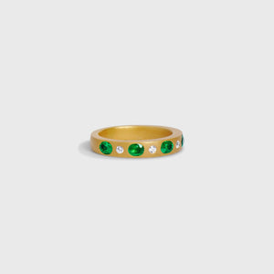 Fravash Emerald and Diamond Band Ring