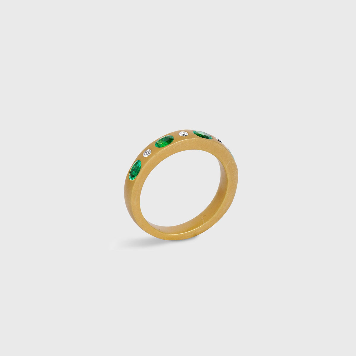 Fravash Emerald and Diamond Band Ring