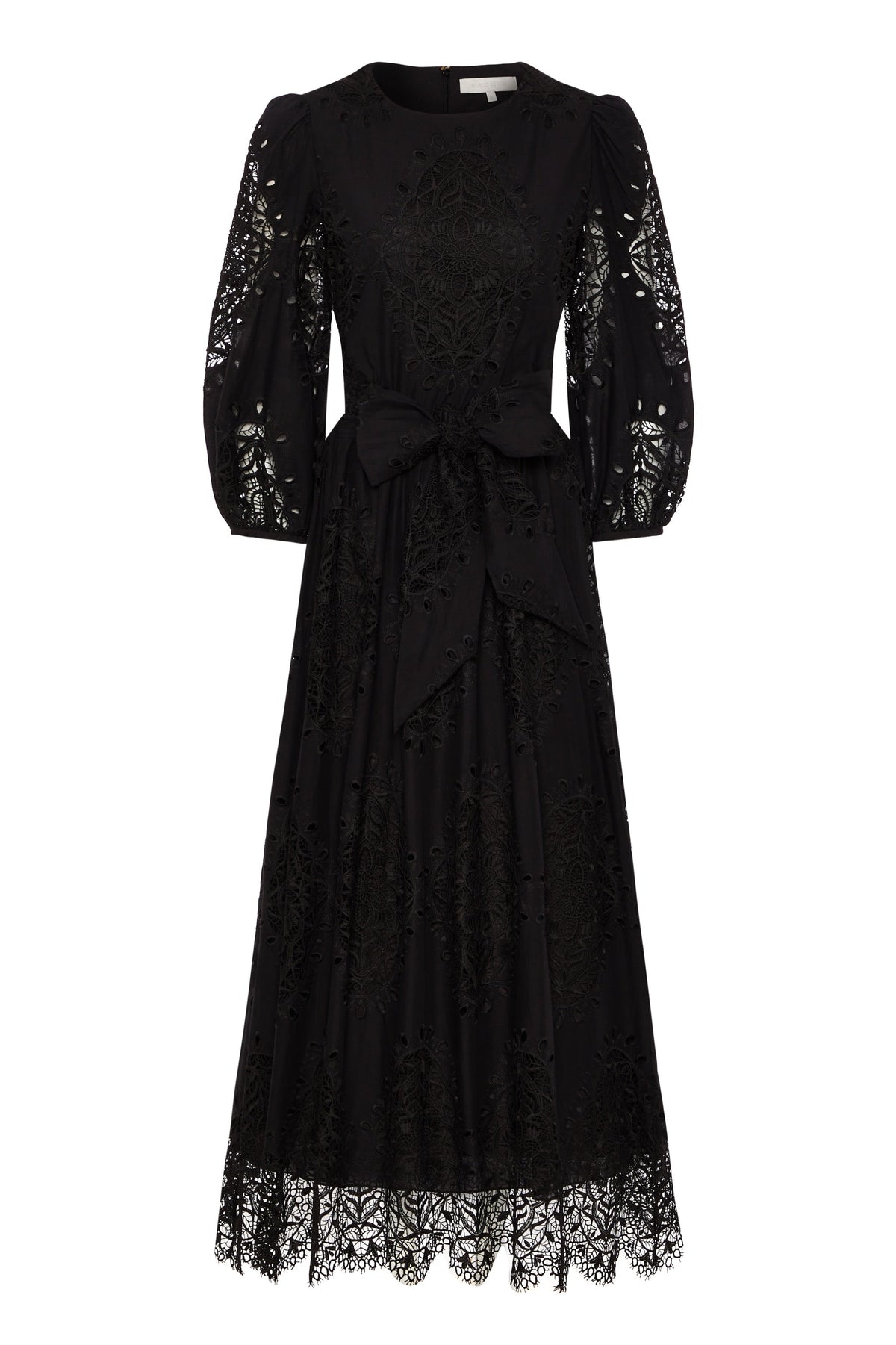 Constance Broderie Anglaise Midi Dress in Black