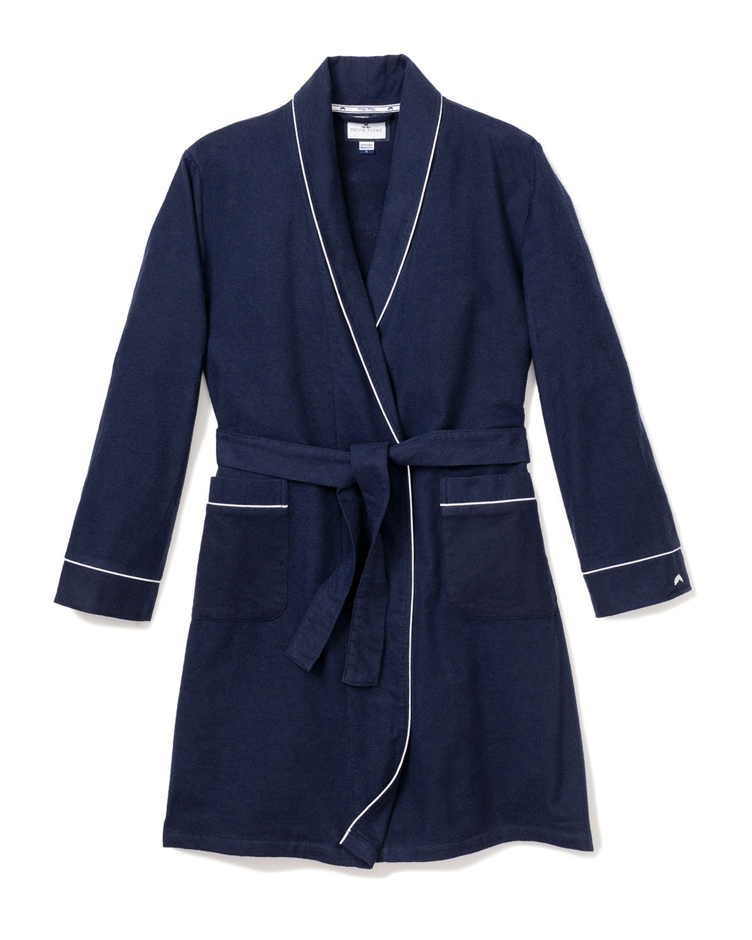 Children’s Navy Flannel Robe with White Piping
