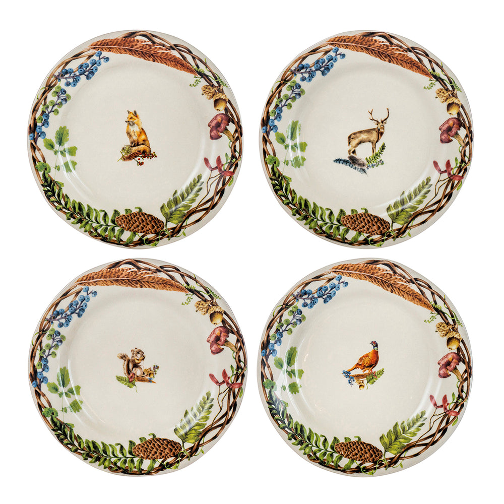 Forest Walk Café Au Lait Dessert & Salad Plate, Assorted, Set 4