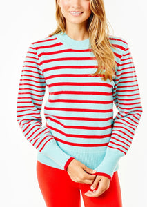 Cypress Active Sweater in Mint and Poppy Stripe