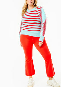 Cypress Active Sweater in Mint and Poppy Stripe