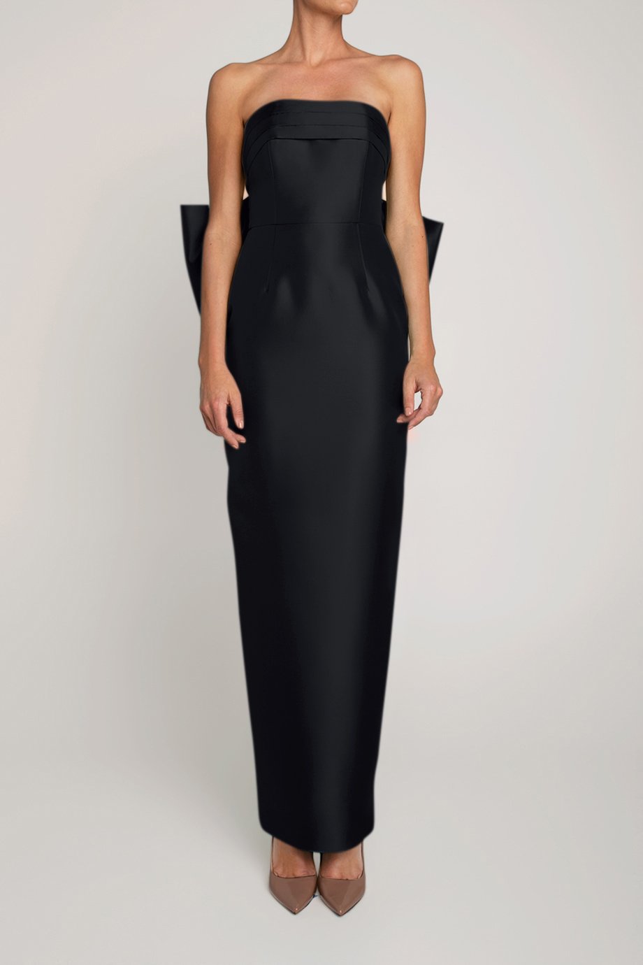 Camille Silk and Wool Column Gown with Removable Train