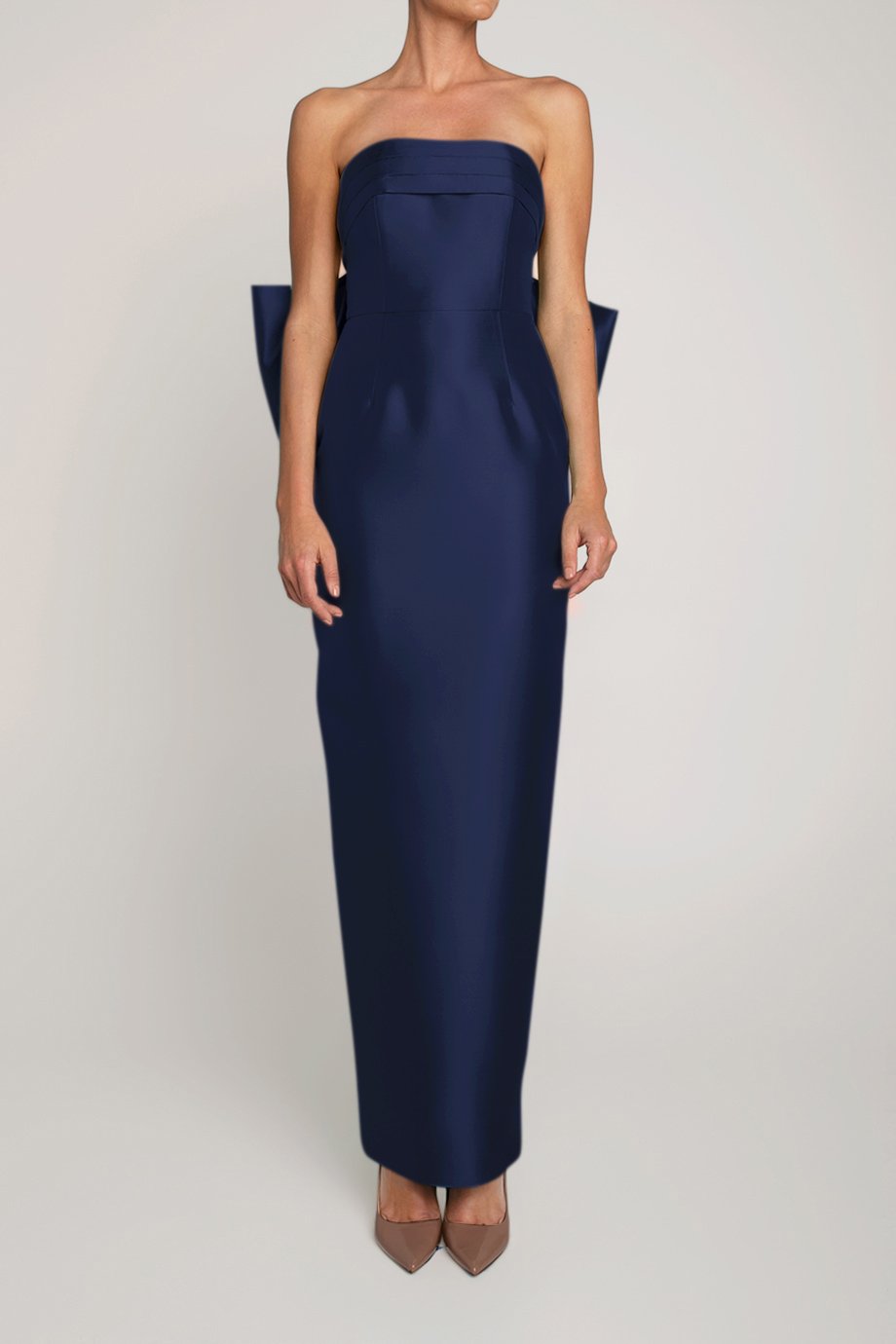 Camille Silk and Wool Column Gown with Removable Train Black / 0