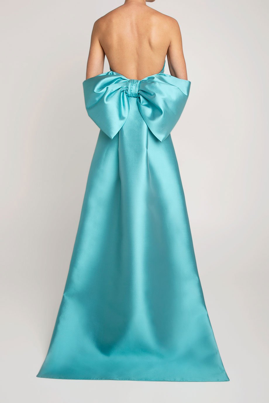 Camille Silk and Wool Column Gown with Removable Train
