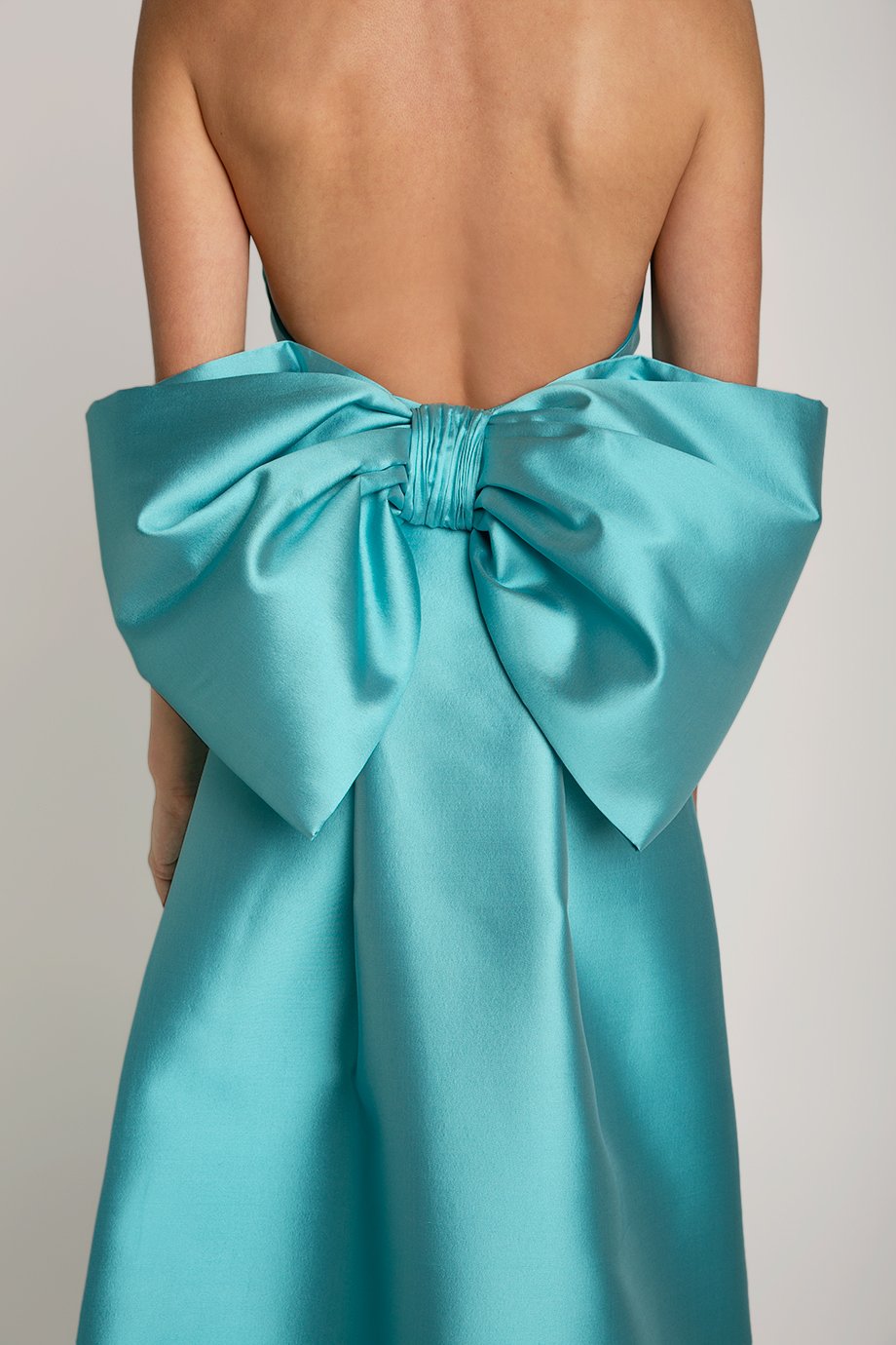 Camille Silk and Wool Column Gown with Removable Train