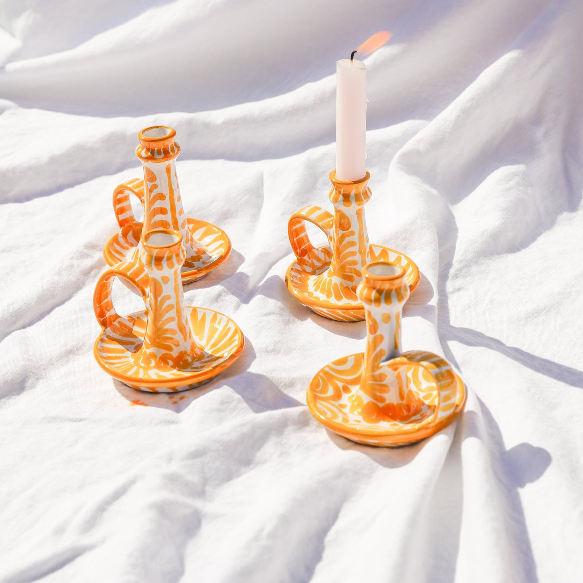 Casa Amarilla Candlestick with Hand-Painted Designs