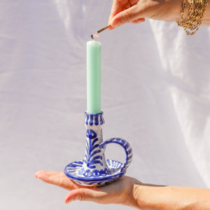 Casa Azul Candlestick with Hand-Painted Designs