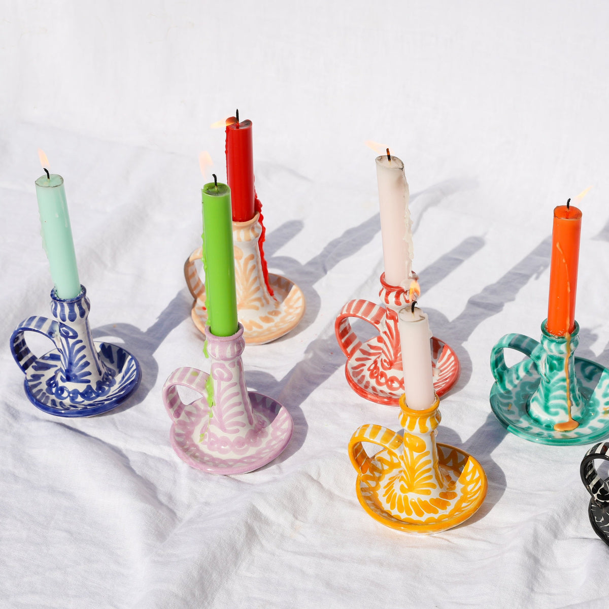 Casa Azul Candlestick with Hand-Painted Designs