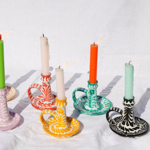 Casa Amarilla Candlestick with Hand-Painted Designs