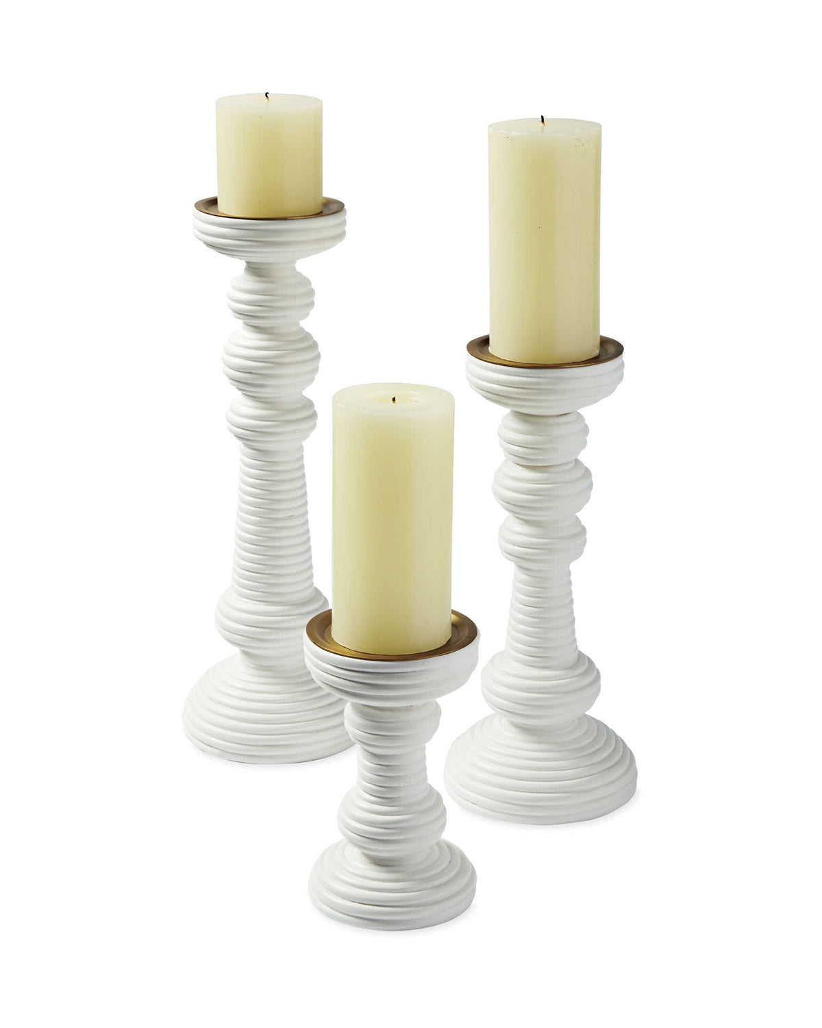 Carmel Rattan Candlestick - Set of 3 (White)