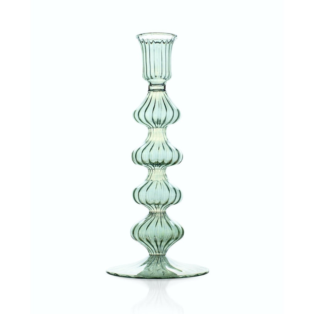 Issy Granger Green Glass Candlestick candle holder