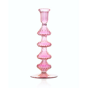 Issy Granger Pink Glass Candlestick, Candle Holder