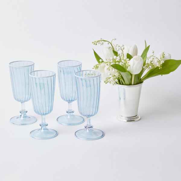Blue & White Rim Short Stem Glass (Set of 4)