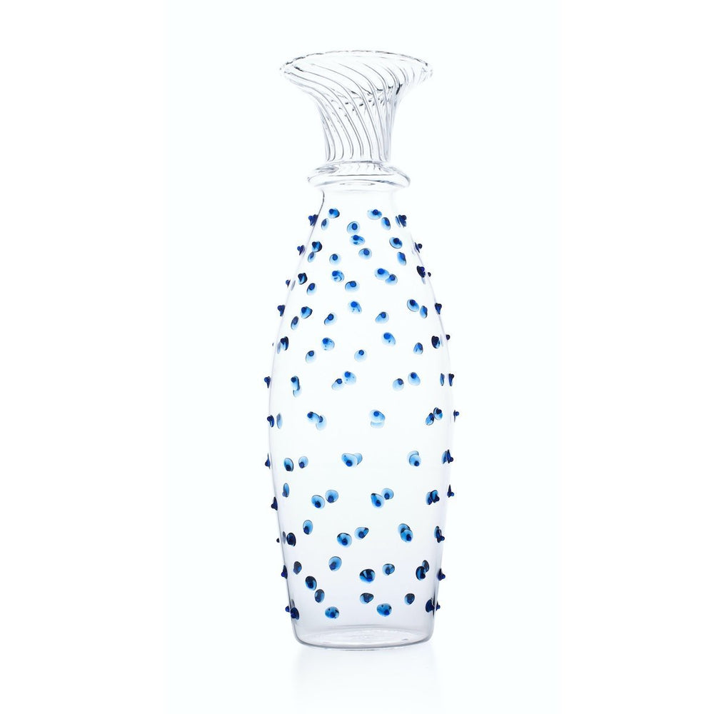 Issy Granger Blue Spotty Glass Carafe, Glass Jug  Edit alt text